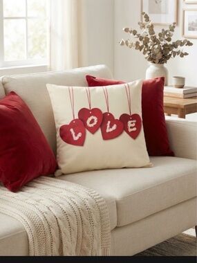 Heart & Letter Graphic Cushion Cover Without Filler new